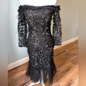 Milly Black Feather Dress Size 0